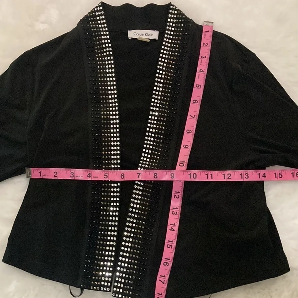 Calvin Klein Short Black rhinestone shrug size S NWT